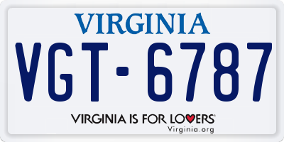 VA license plate VGT6787