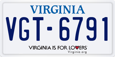 VA license plate VGT6791