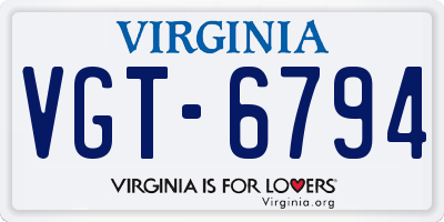 VA license plate VGT6794