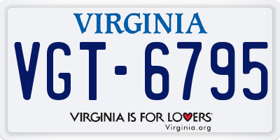 VA license plate VGT6795
