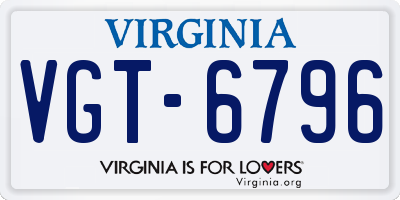 VA license plate VGT6796