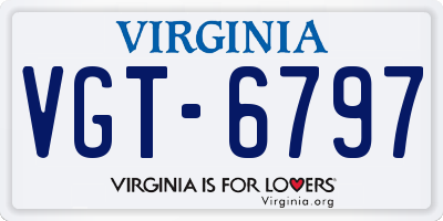 VA license plate VGT6797