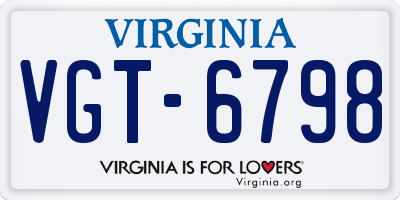 VA license plate VGT6798