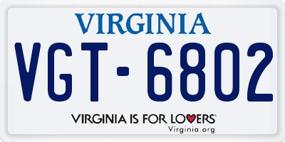 VA license plate VGT6802