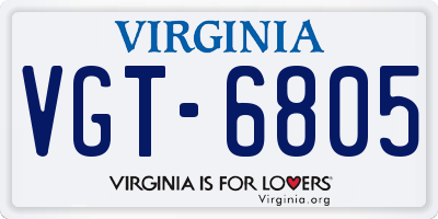 VA license plate VGT6805