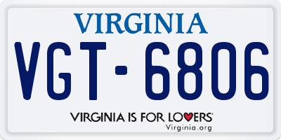 VA license plate VGT6806