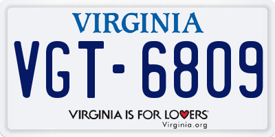 VA license plate VGT6809