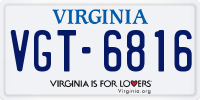 VA license plate VGT6816