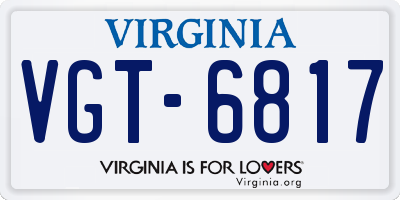 VA license plate VGT6817