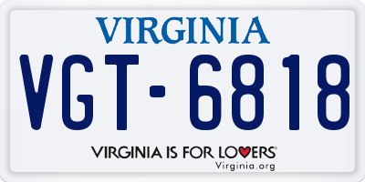 VA license plate VGT6818