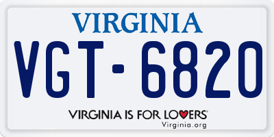 VA license plate VGT6820