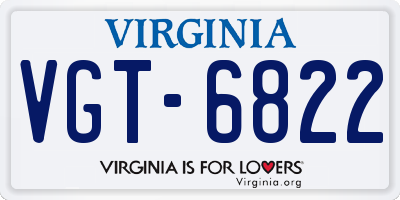 VA license plate VGT6822