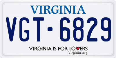 VA license plate VGT6829