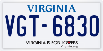 VA license plate VGT6830