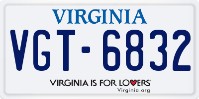 VA license plate VGT6832