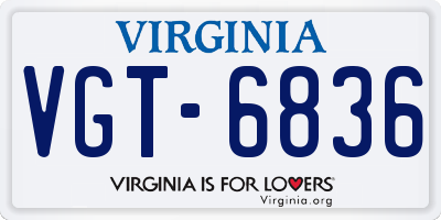 VA license plate VGT6836