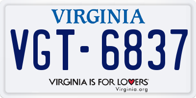 VA license plate VGT6837