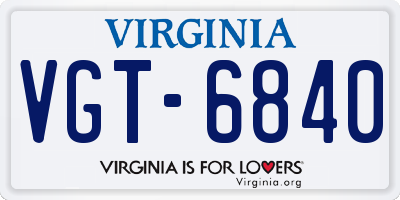 VA license plate VGT6840