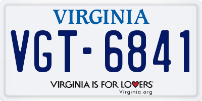 VA license plate VGT6841