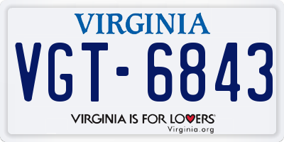 VA license plate VGT6843