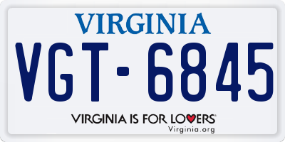 VA license plate VGT6845