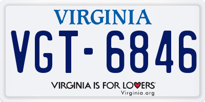 VA license plate VGT6846