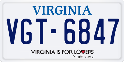 VA license plate VGT6847