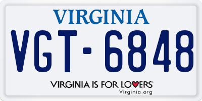 VA license plate VGT6848