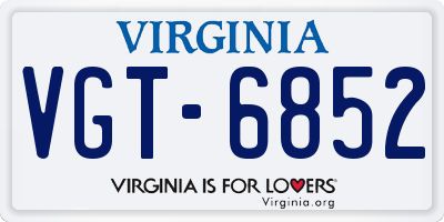 VA license plate VGT6852