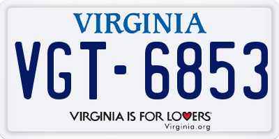 VA license plate VGT6853