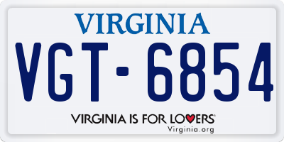VA license plate VGT6854