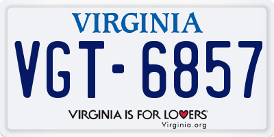 VA license plate VGT6857