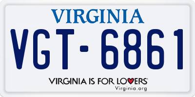VA license plate VGT6861