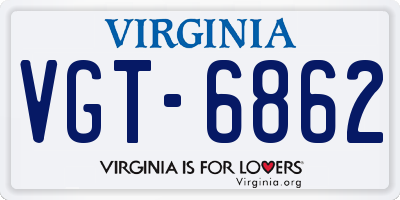VA license plate VGT6862