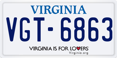 VA license plate VGT6863