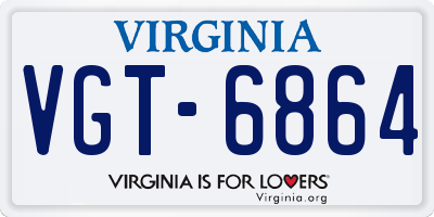 VA license plate VGT6864