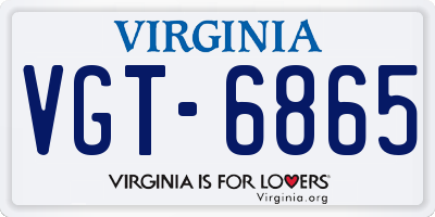 VA license plate VGT6865