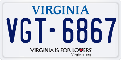 VA license plate VGT6867
