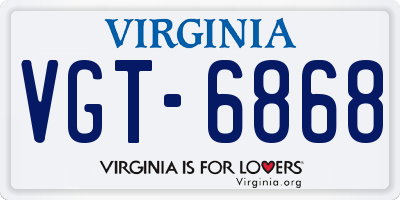 VA license plate VGT6868