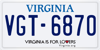 VA license plate VGT6870