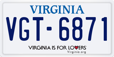 VA license plate VGT6871