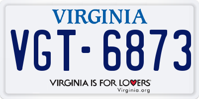 VA license plate VGT6873