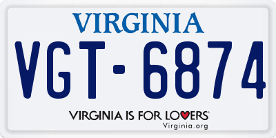 VA license plate VGT6874
