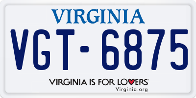 VA license plate VGT6875