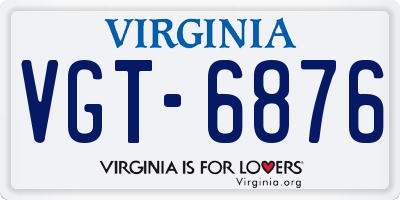 VA license plate VGT6876