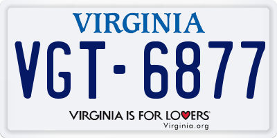 VA license plate VGT6877