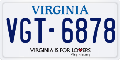 VA license plate VGT6878
