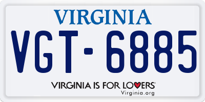 VA license plate VGT6885