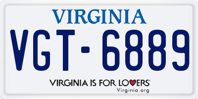 VA license plate VGT6889