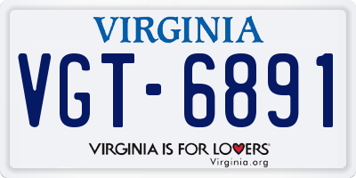 VA license plate VGT6891